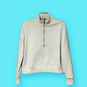 EUC T Tahari Faux Suede 1/4 Zip Cropped Sweatshirt